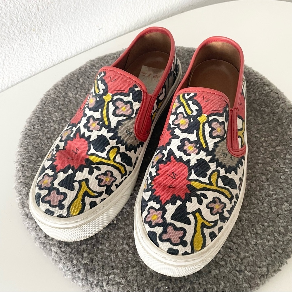 COACH Cameron Womens Chalk/Coral/Multi Slip On Loafer Shoes size 6.5